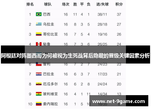 阿根廷对阵墨西哥为何被视为生死战背后隐藏的晋级关键因素分析